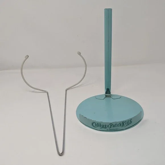 Vtg Cabbage Patch Kids Metal Doll Display Stand Green Adjustable Applause 10"x6"